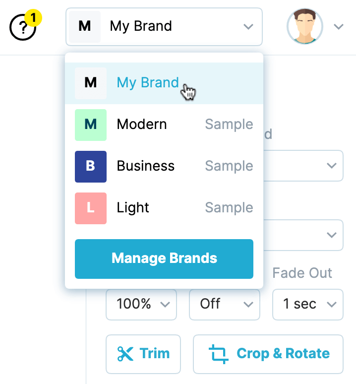 Brand Manager menu