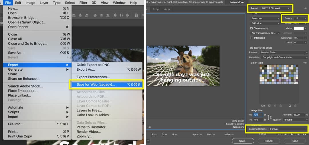 Make a GIF from video in Photoshop