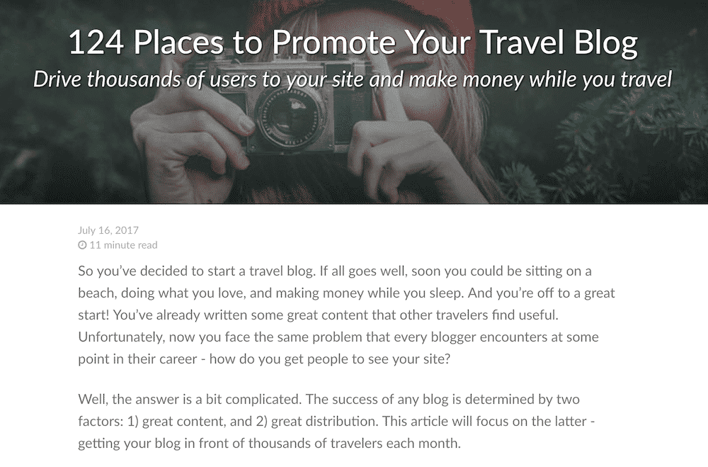124 places to promote travel blog