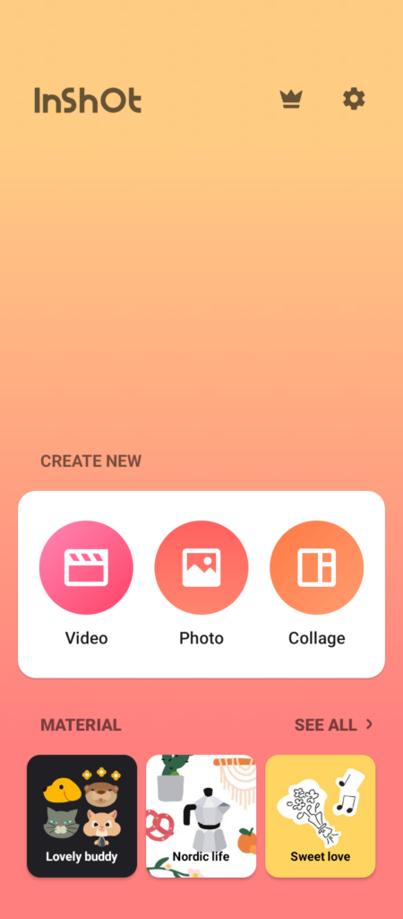 Select Video on Inshot Home Screen