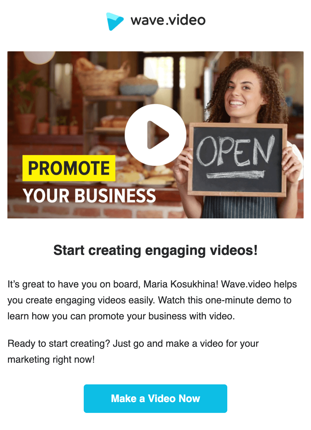 Static image with play button in email
