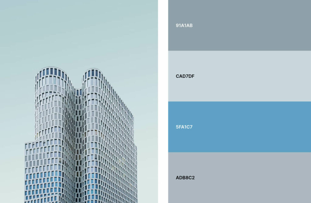pastel colors blue and grey architecture