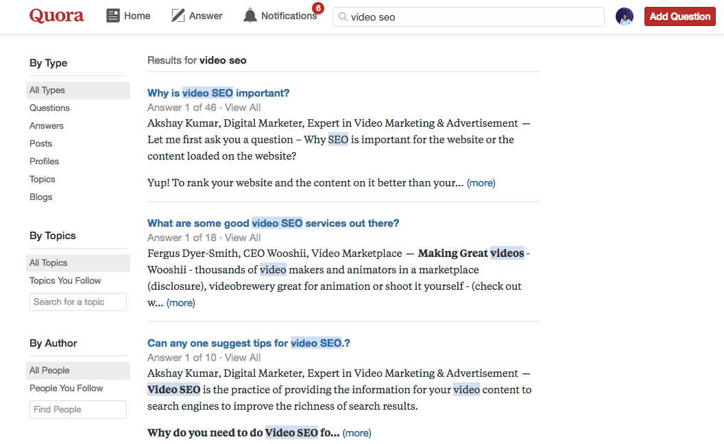 Quora on Video SEO