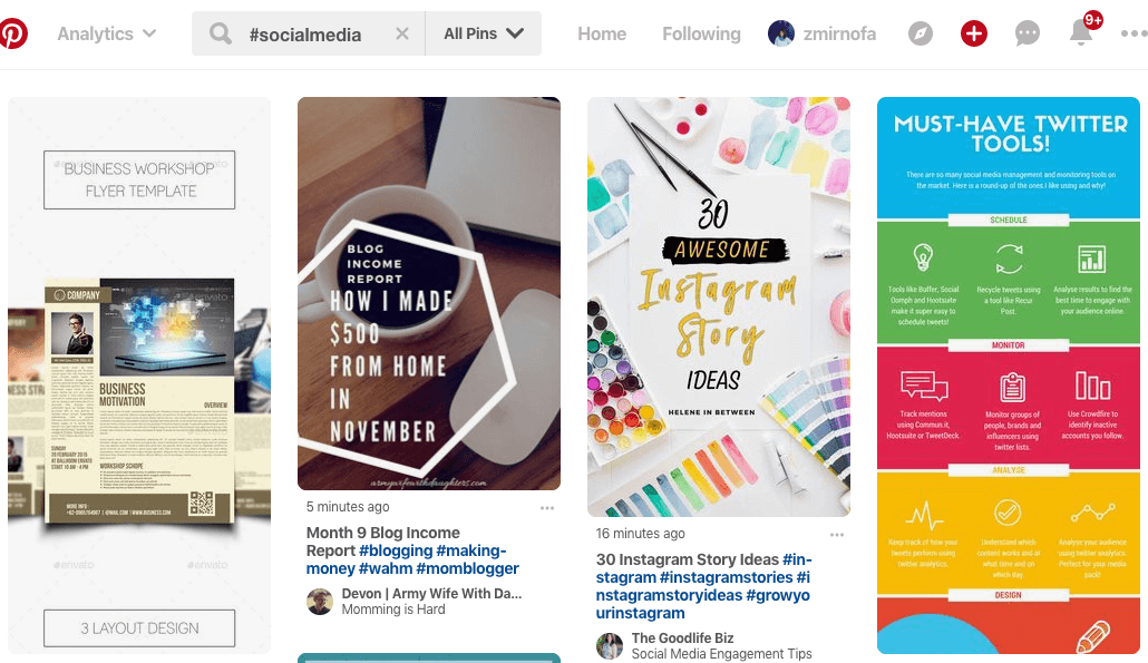 Pinterest hashtags