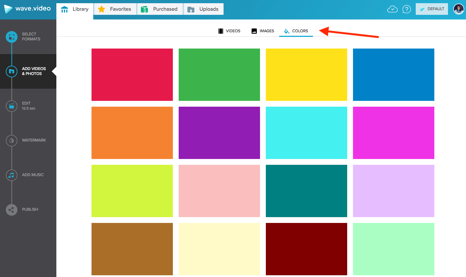 Colored backgrounds in Wave.video