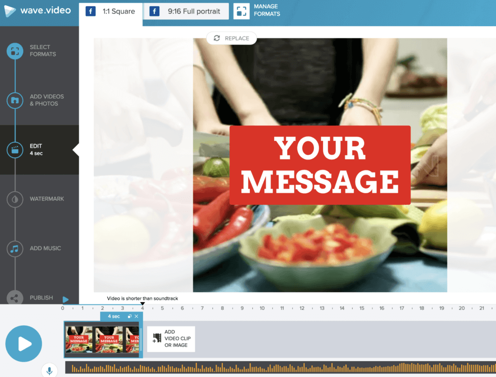 Create a Facebook video ad in Wave.video