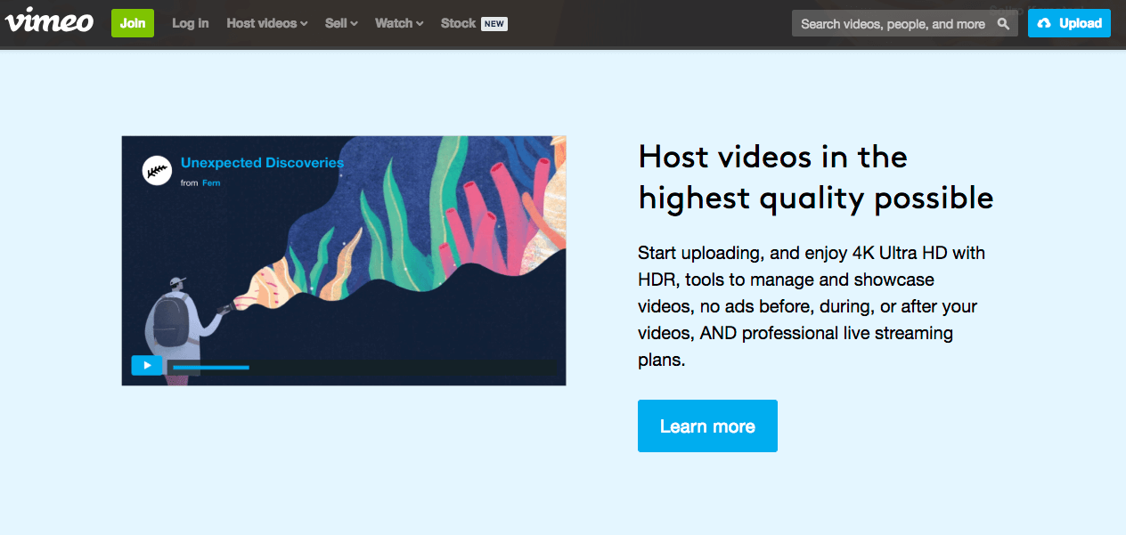 Vimeo video hosting website
