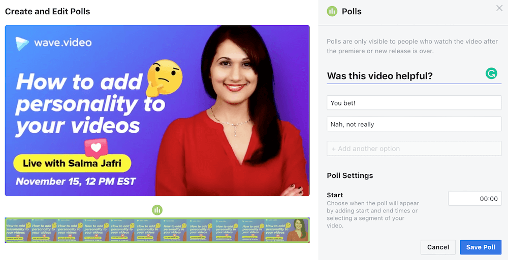Facebook video polls: was the video helpful?