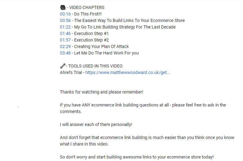 YouTube video description for affiliate marketing