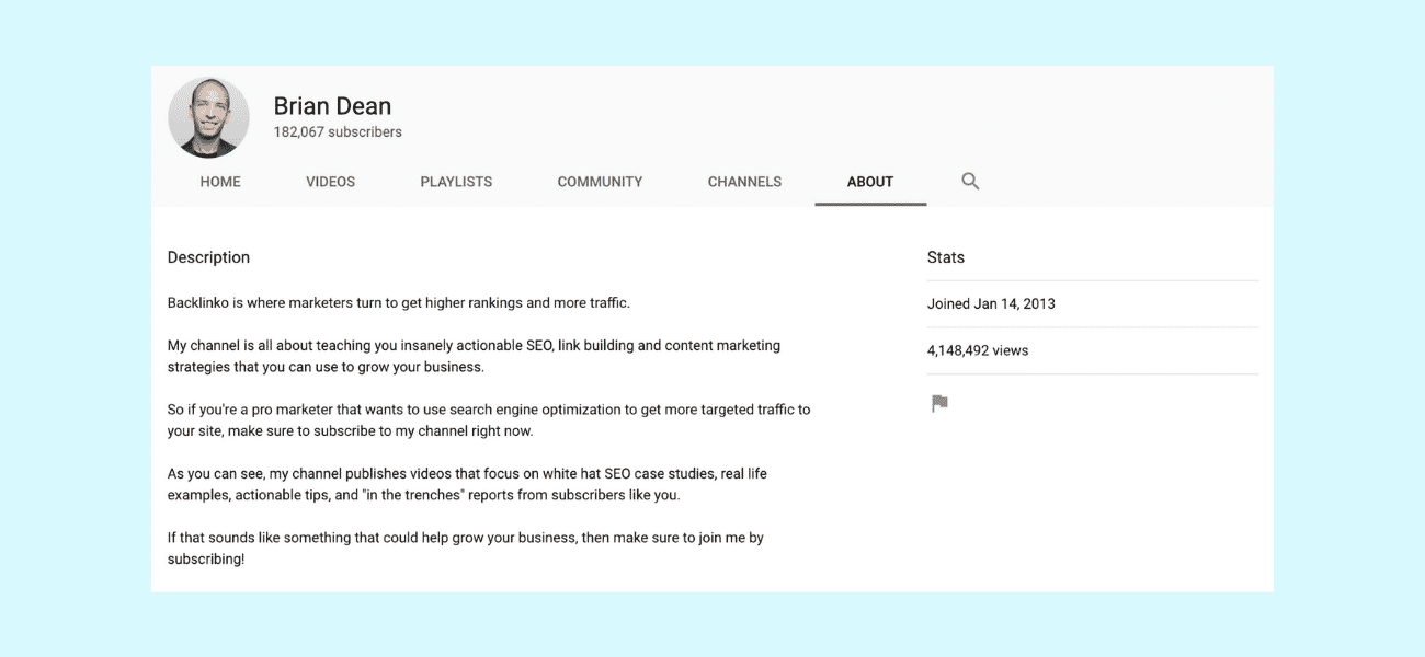 Description For Youtube Channel Example