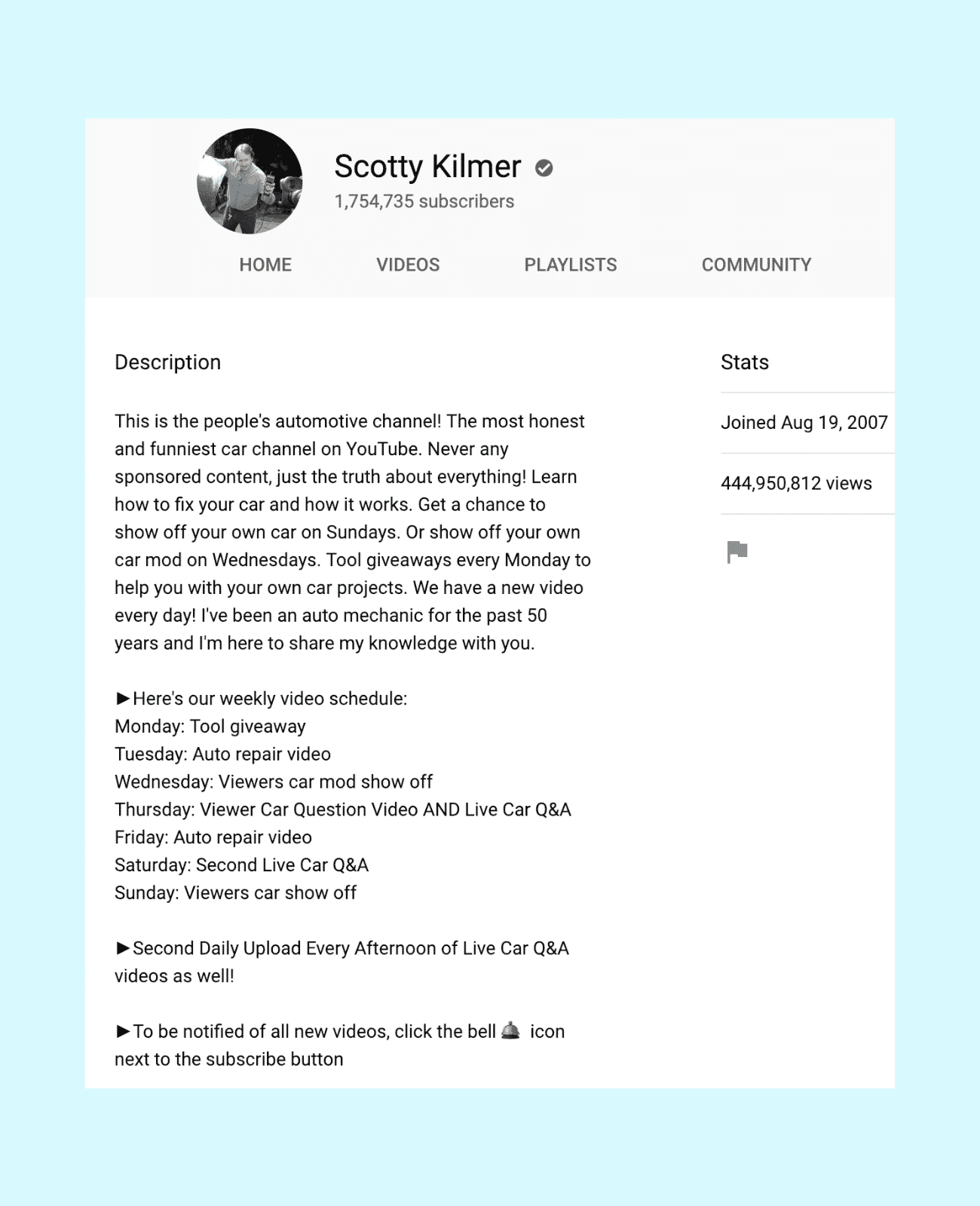 Scotty Kilmer YouTube channel description
