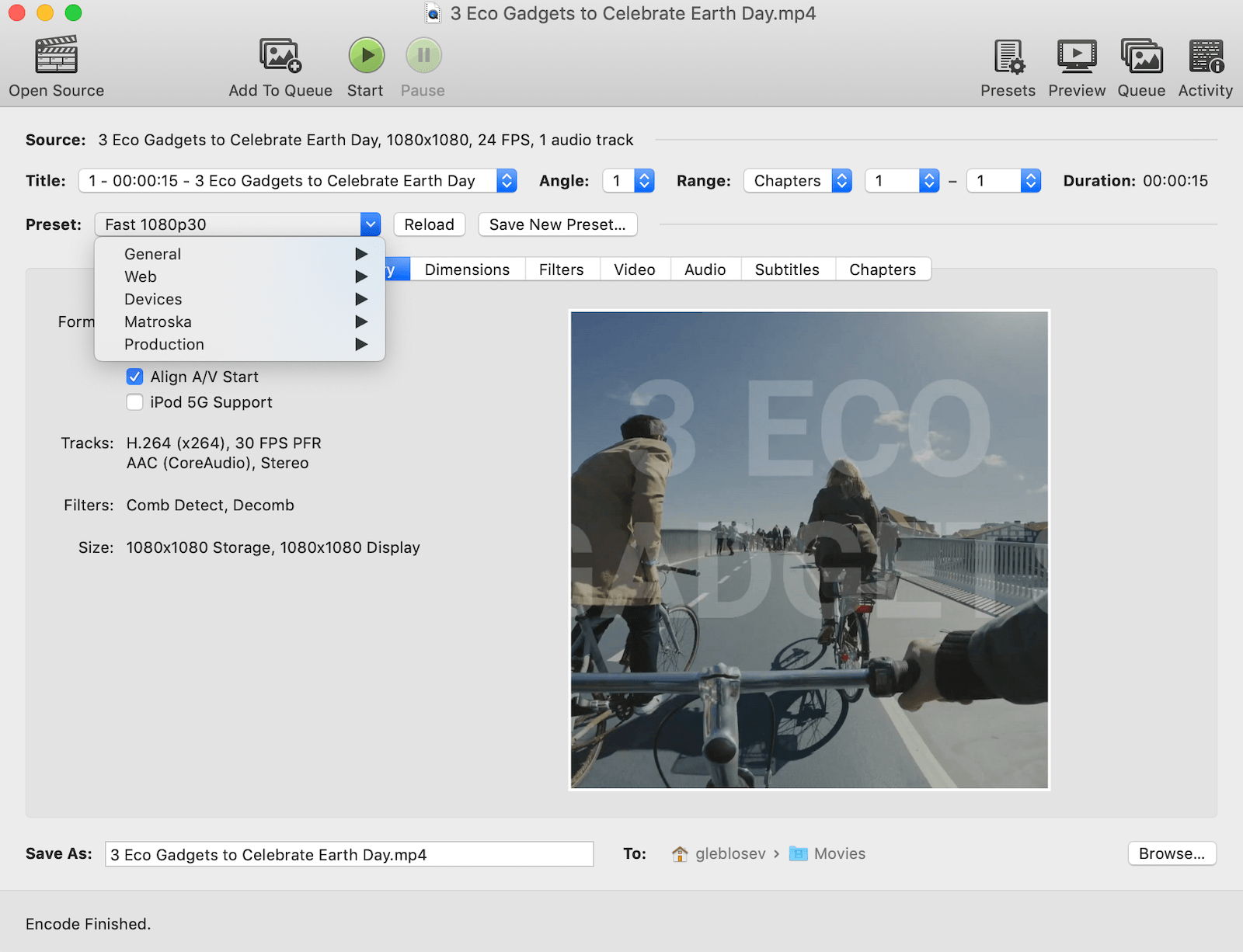 using handbrake to compress video