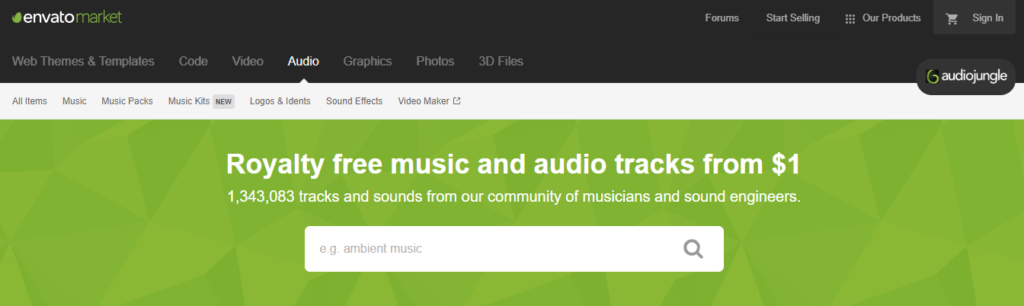 Audiojungle Royalty-free music website