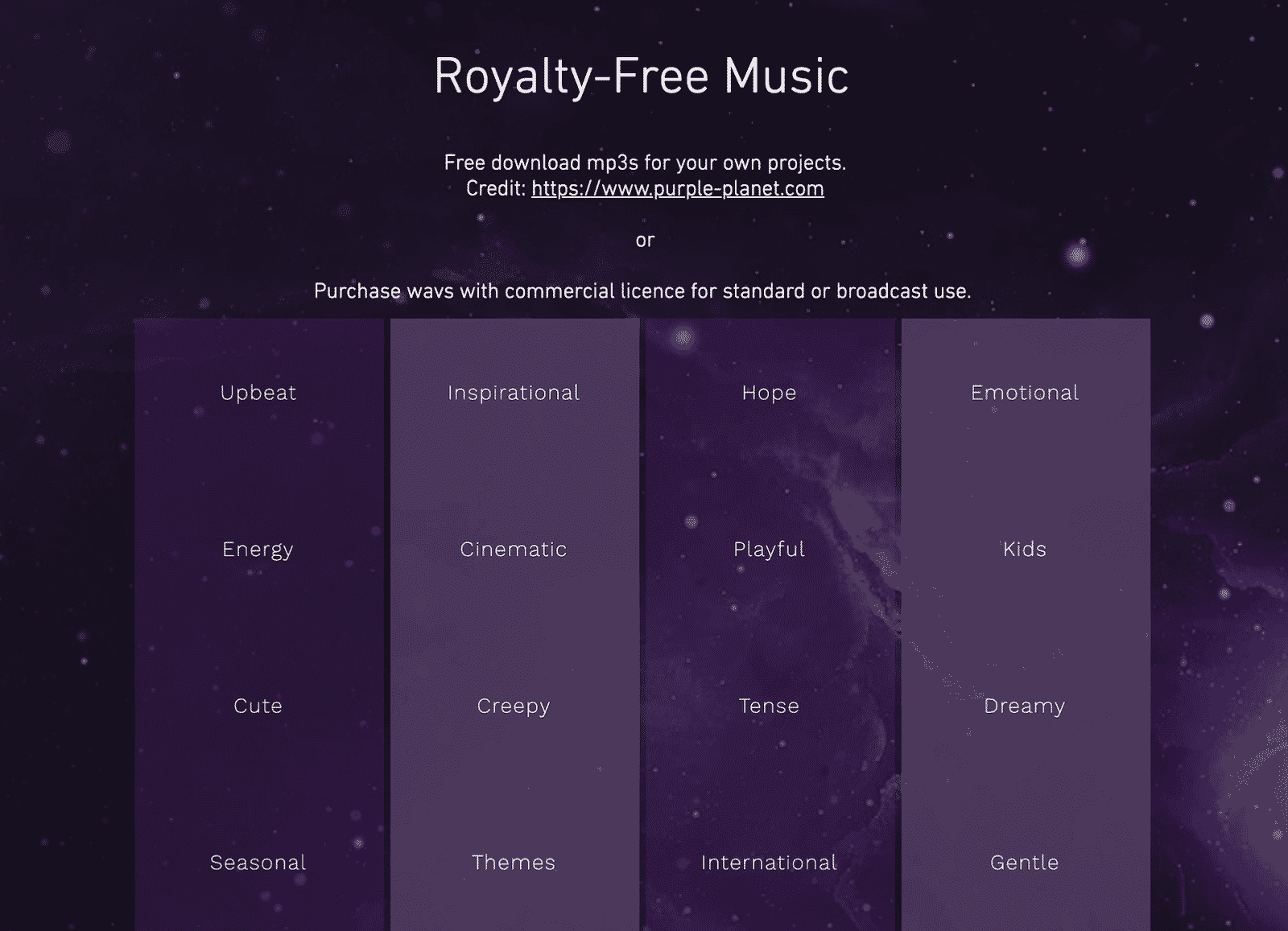 Purple Planet royalty-free music