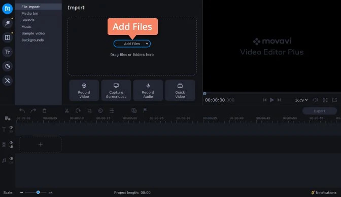 Add clips in Movavi Video Editor