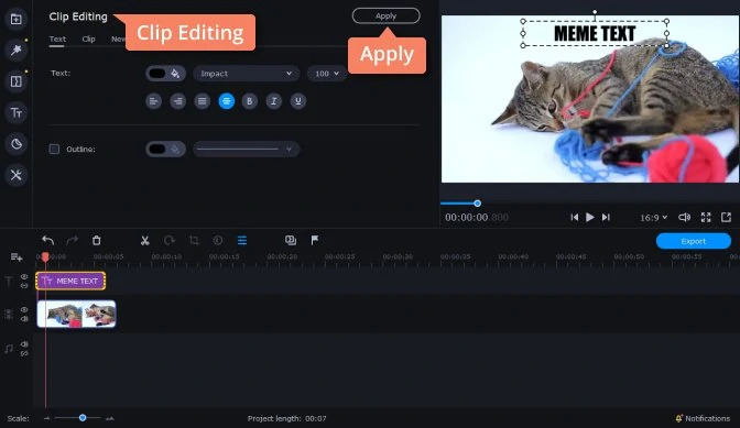 Edit meme video in Movavi Video Editor