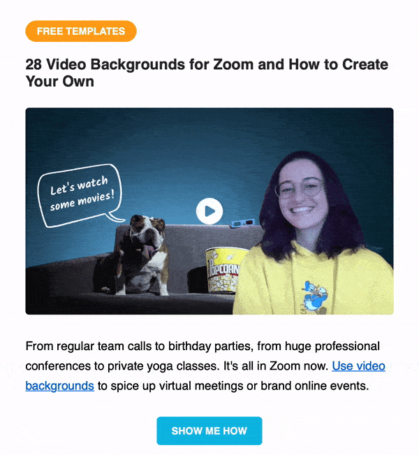 GIF with play button in email