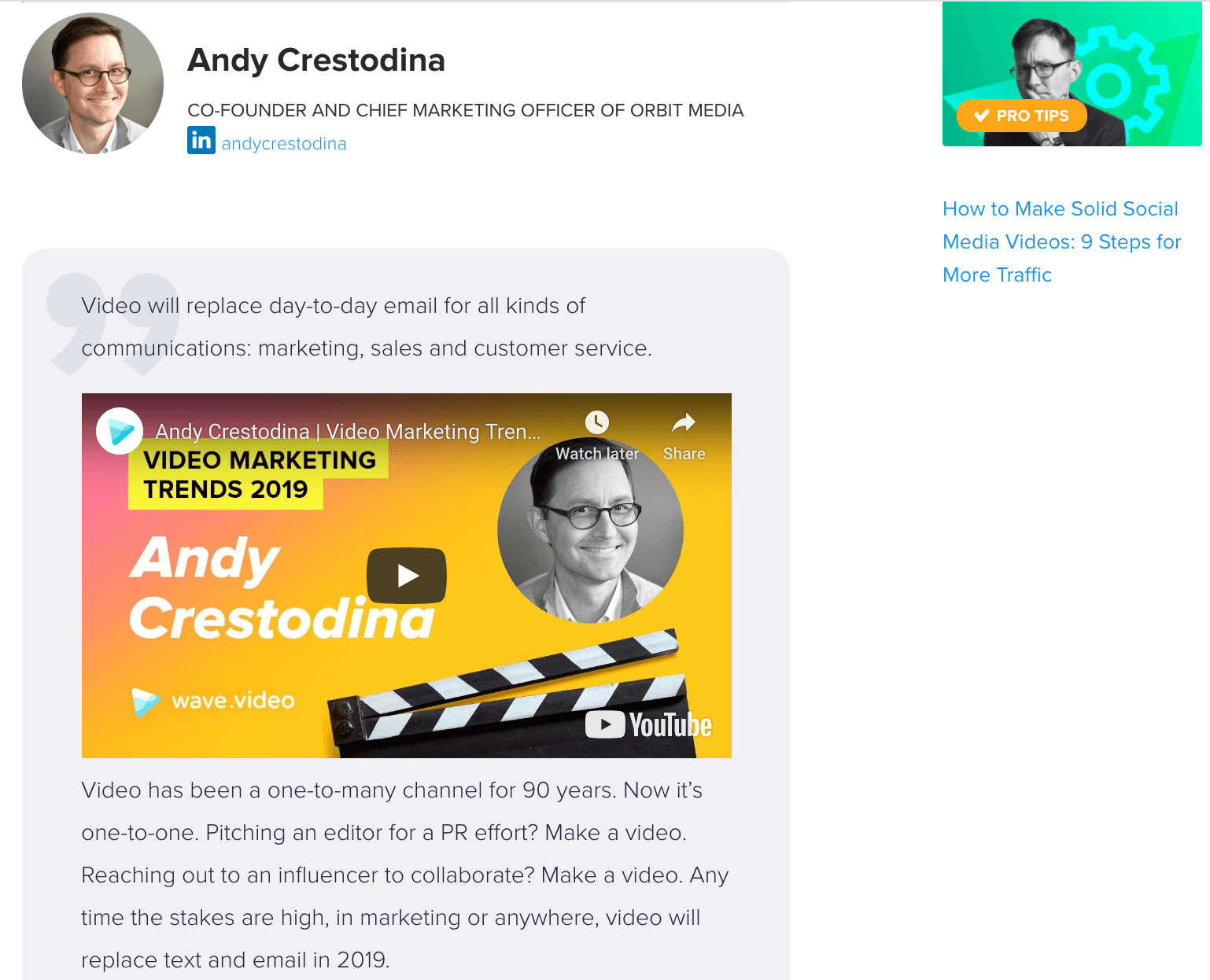 Andy Crestodina video marketing tips