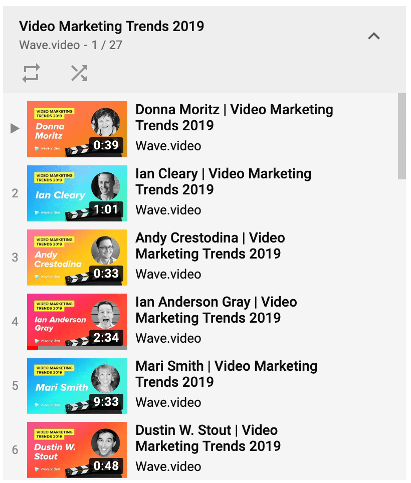 Video marketing trends playlist on YouTube