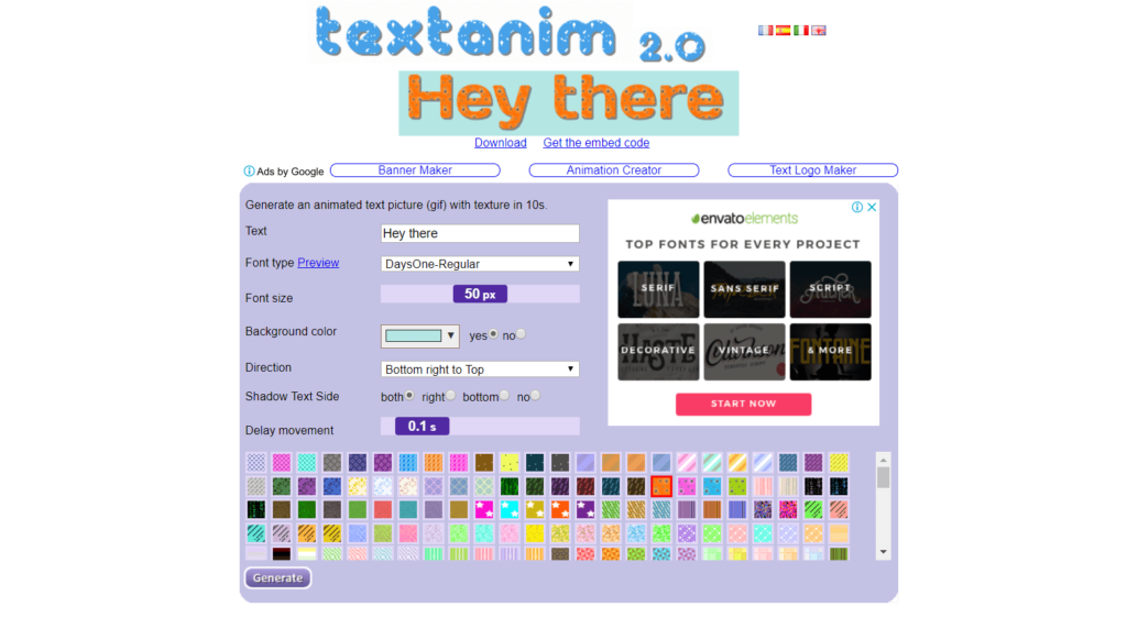 Textanim animated text generator