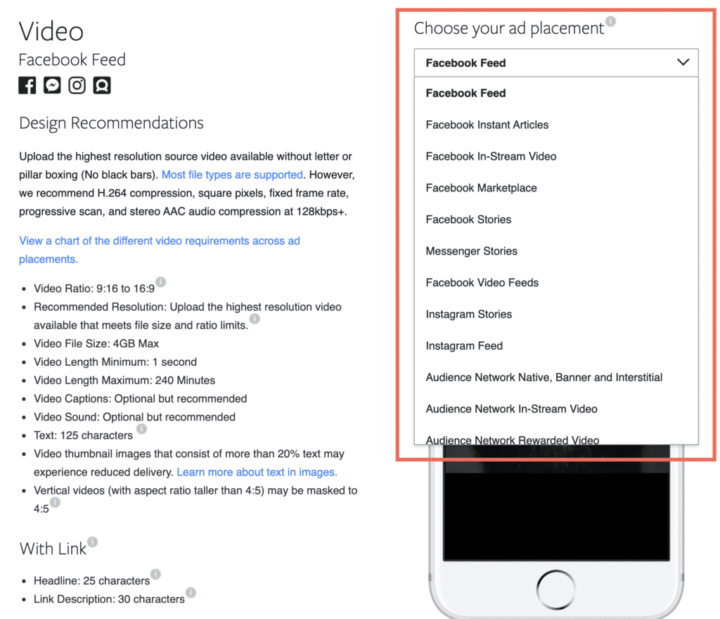 FB video ad placement