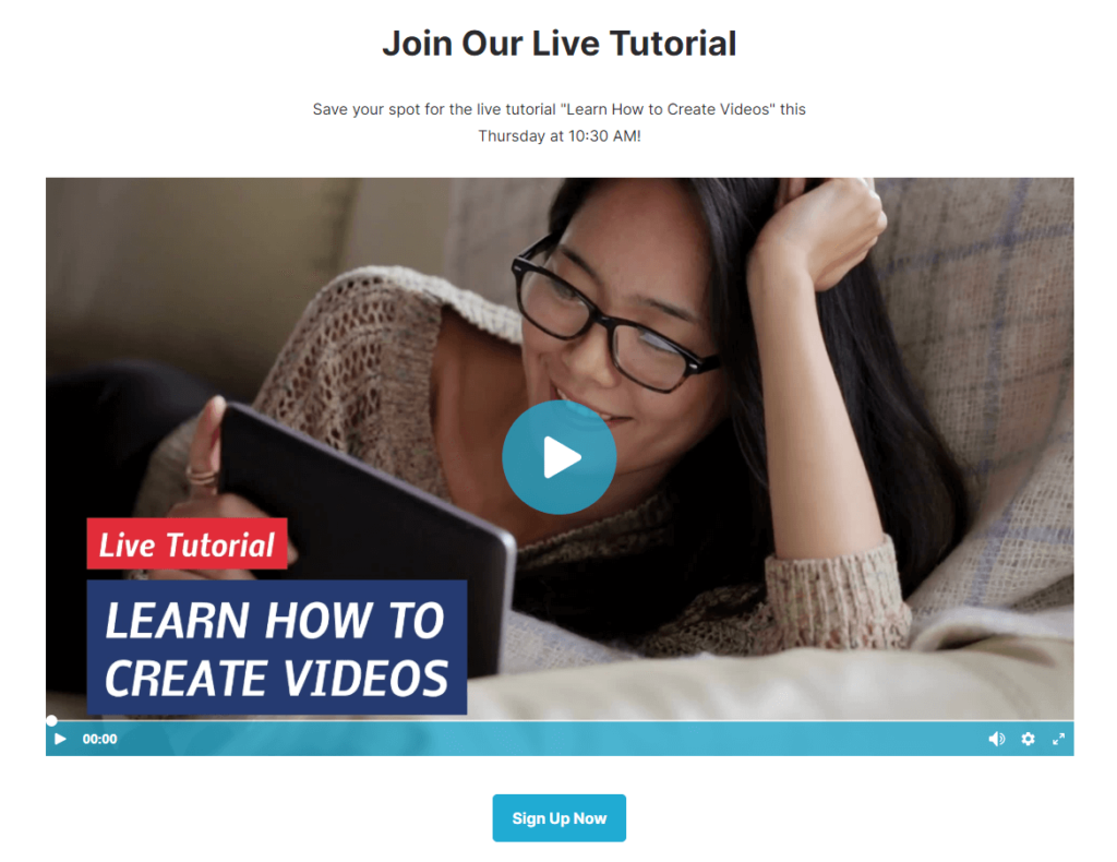 Video Landing Page Example