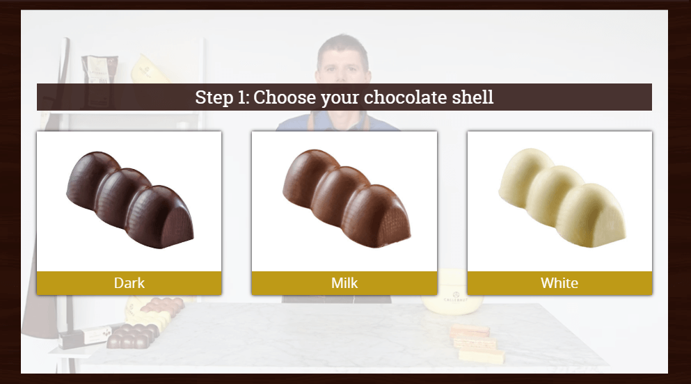 Callebaut navigation menu within video