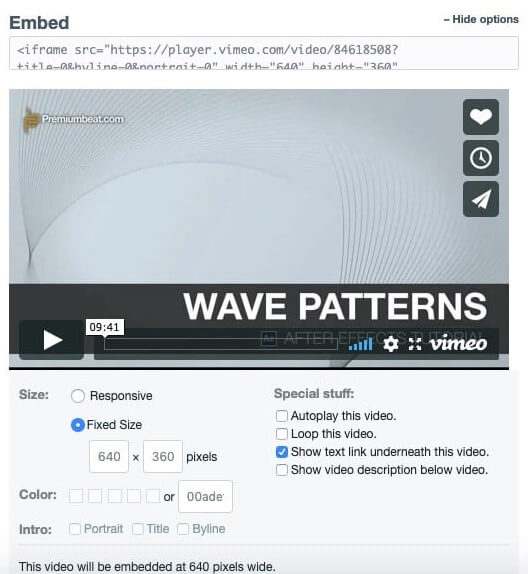 Embed your Vimeo videos and loop them