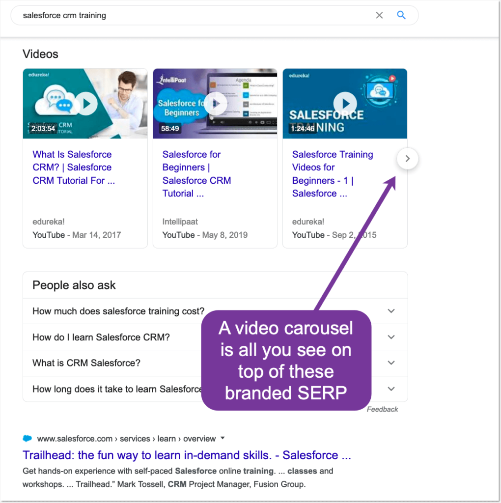 Branded Search Conversions - video carousel