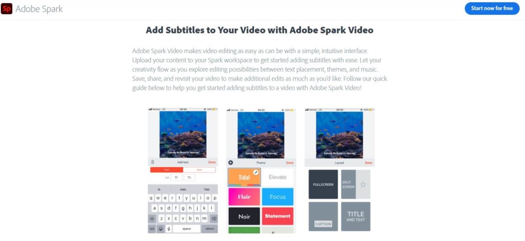 adding captions with adobe spark