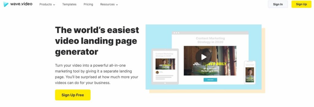 Wave.video Video Landing Page Generator