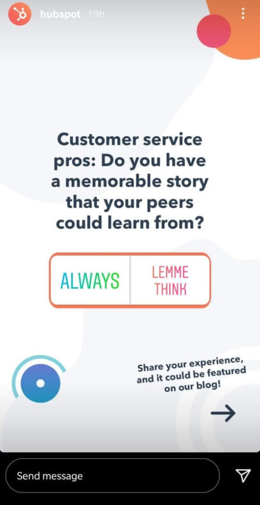 HubSpot User Generated Content Instagram Poll Story Idea