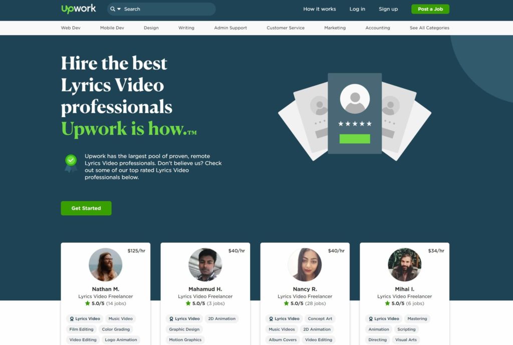 Hire lyric video pros at Upwork