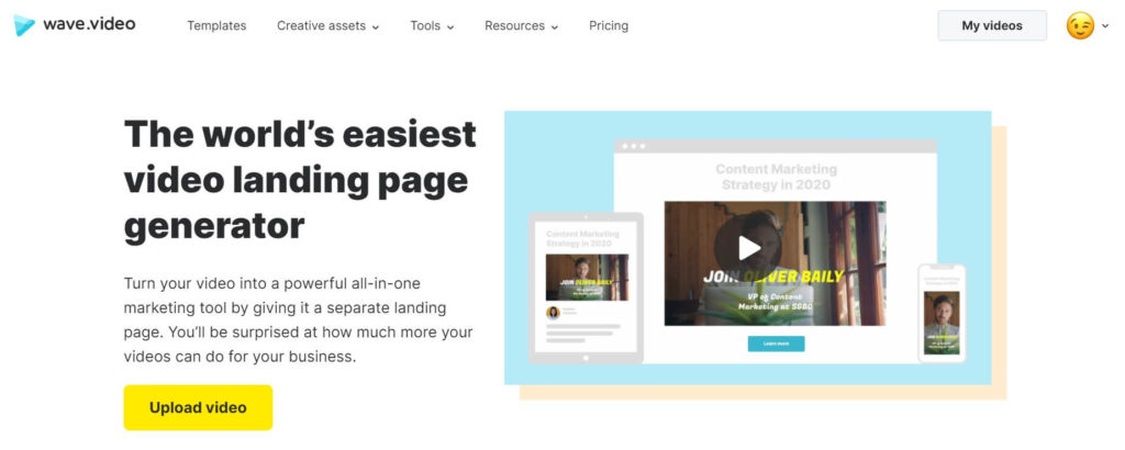 Wave.video video landing page generator