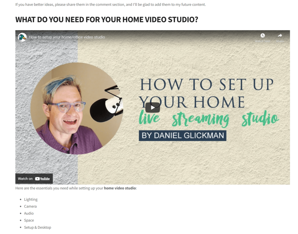 Embed your livestream into a blog post