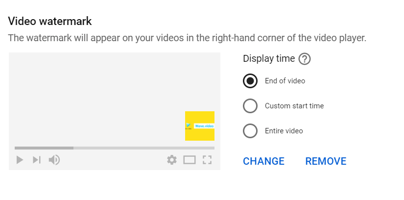 YouTube Video Watermark Display Time