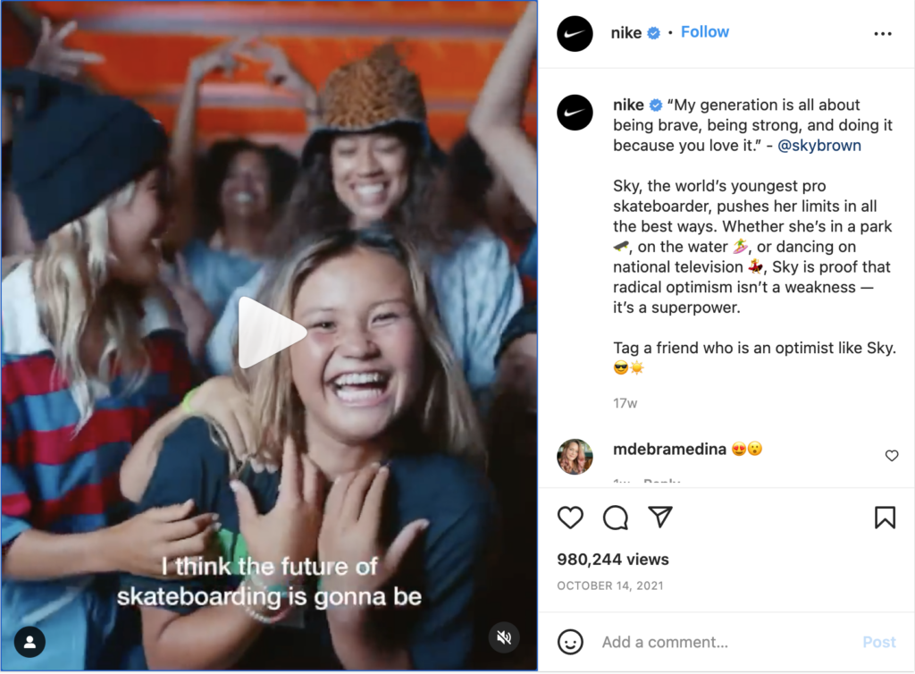 example of instagram in-feed video from Nike