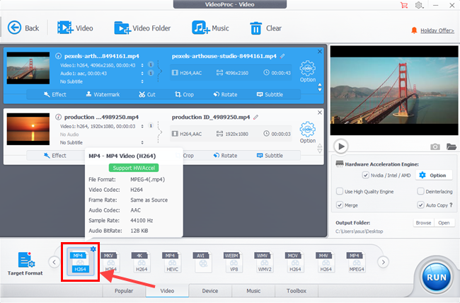 choose the format for the final file