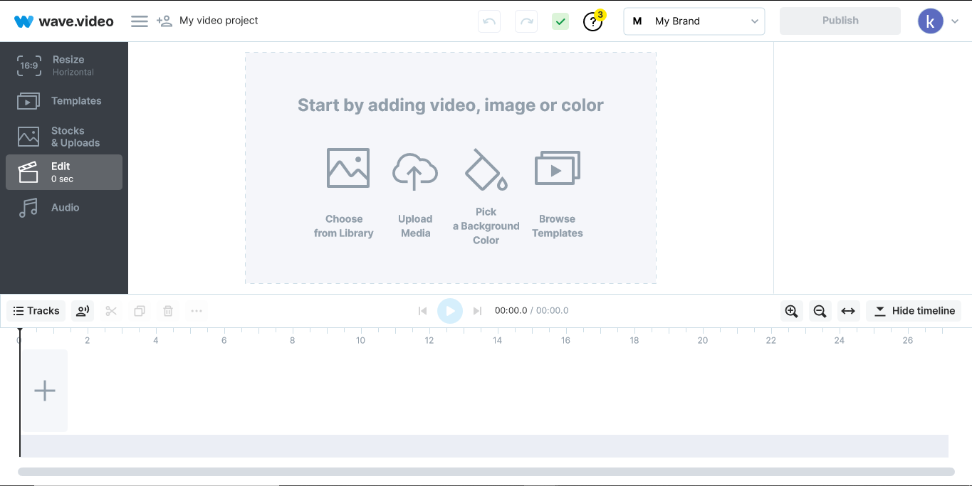 wave.video editor interface