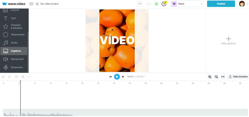 TikTok video size - add captions to video