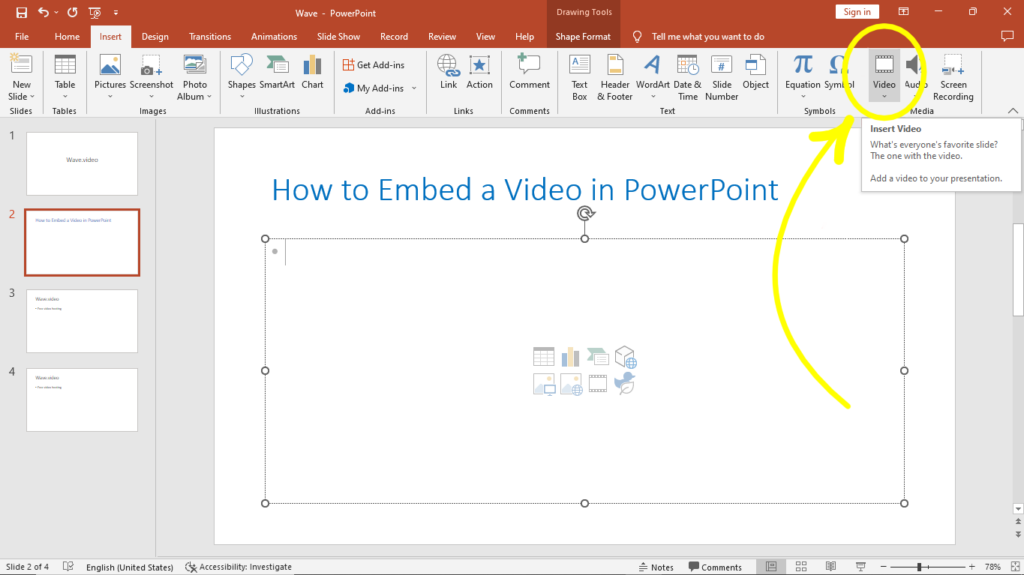 how to insert presentation in video