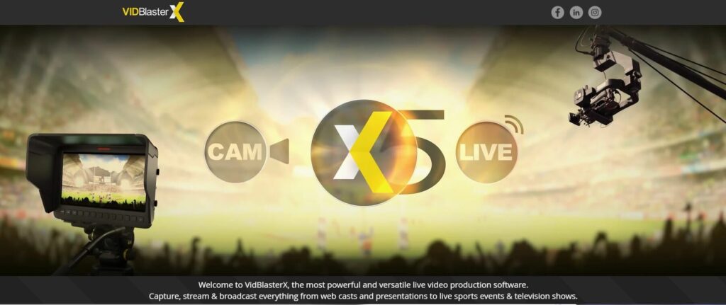 VidBlasterX multi-camera live streaming platform screenshot