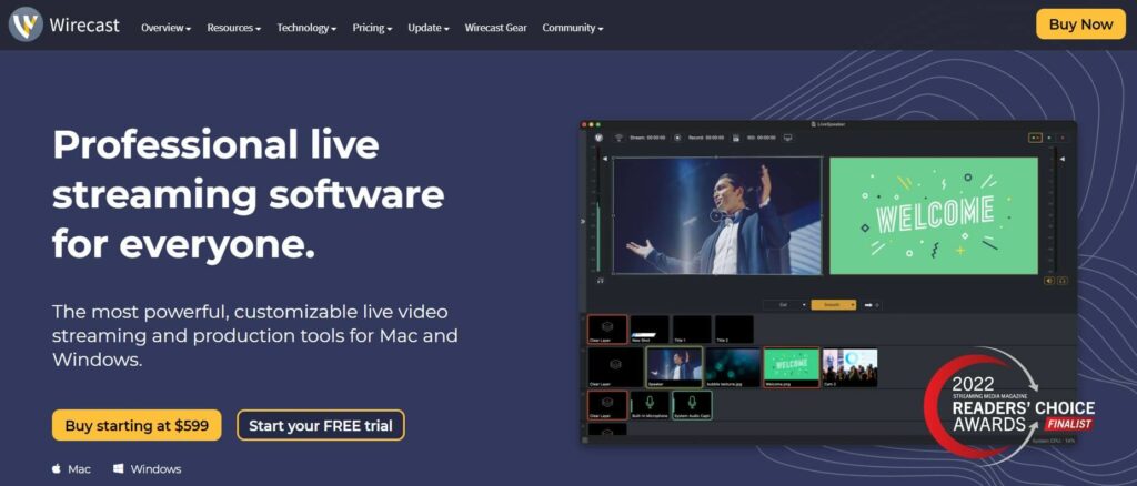 Wirecast multi-camera live streaming platform