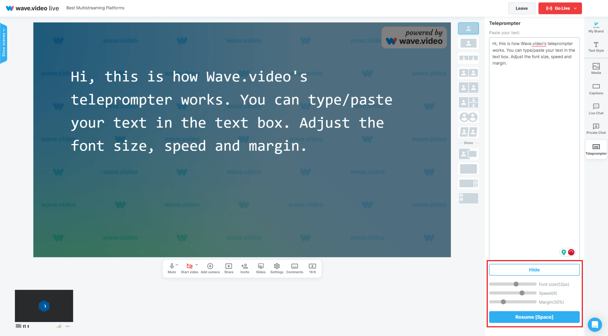 Wave.video Teleprompter